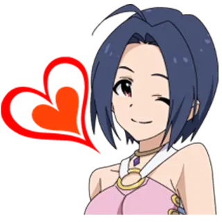 💗 anime, mulher, coração, piscadela whatsapp sticker