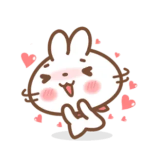 💖 coelho, fofo, desenho animado, animal, corações, amor, feliz telegram sticker