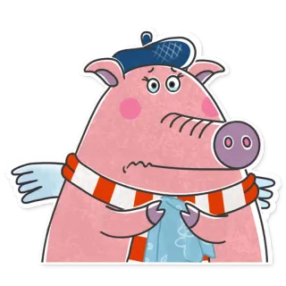 😰 porco, desenho animado, doente, doente, personagem, animal, adesivo telegram sticker