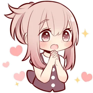 😍 Anime, Ragazza, Cuori, Carino, Kawaii, Chibi telegram sticker