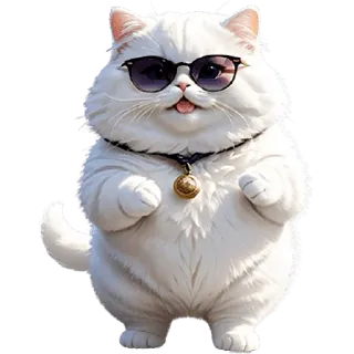 😋 mèo, kính râm, động vật, dễ thương, thú cưng, mèo trắng, mèo ngầu telegram sticker
