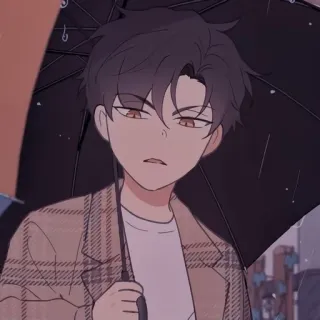 😡 Anime, Personaggio, Ombrello, Pioggia, Ragazzo, Cartone animato telegram sticker