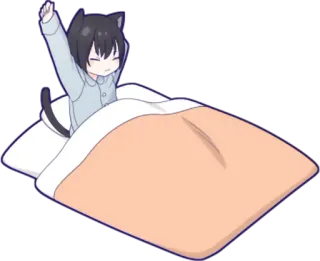 🌅 gato, anime, dormir, mañana, kawaii, lindo telegram sticker