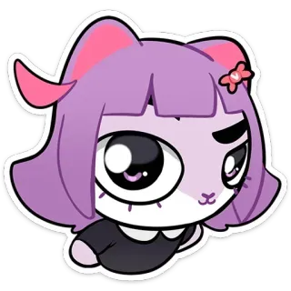 🤨 Hoạt hình, Nhân vật, Mèo, Động vật, Màu tím, Nhãn dán whatsapp sticker