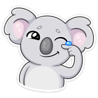 😢 Koala, Tier, Niedlich, Cartoon, Sticker, Zwinkern whatsapp sticker