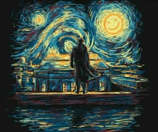 👂 Sternennacht, Kunst, Gemälde, Nacht, Sterne, Künstler, van Gogh, Himmel telegram sticker