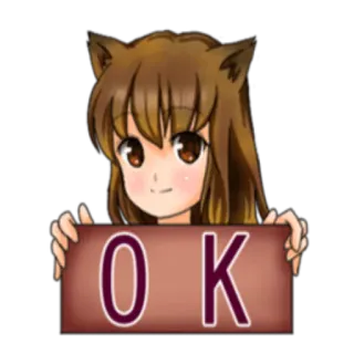 😌 O K Anime, Słodkie, Dziewczyna, Ok, Akceptacja telegram sticker