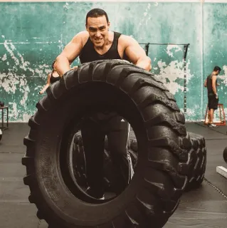 🚜 fitness, workout, exercise, tire flip, gym, strength training, athlete, training telegram sticker
