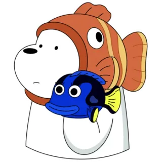 🐠 Ice Bear We Bare Bears, Ice Bear, Мультфильм, Наклейка, Рыба, Синяя рыба telegram sticker