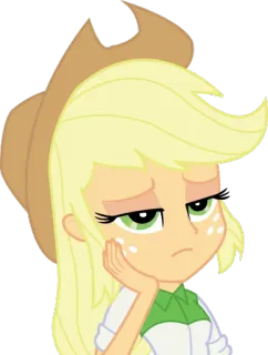 😶 Applejack My Little Pony: Equestria Girls Kartun, Equestria Girls, MLP, Applejack, Animasi, Gadis, Sedih telegram sticker