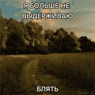 😗 Я БОЛЬШЕ НЕ ВЫДЕРЖИВАЮ
БЛЯТЬ Russo, Texto, Paisagem, Profanidade, Palavrão telegram sticker