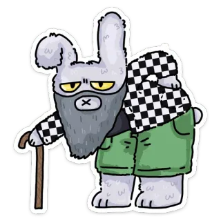 👴 rabbit, cartoon, character, animal, sticker, hat, beard whatsapp sticker