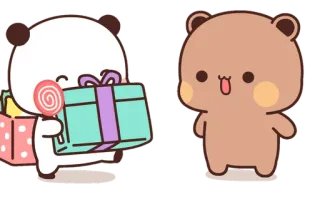 🤩 Мультфильм, Подарок, Медведь, Милый, Панда, Презент, Леденец telegram sticker