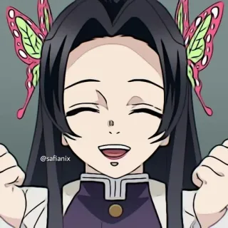 🌸 @safianix anime, karakter, tersenyum, kupu-kupu, kartun whatsapp sticker