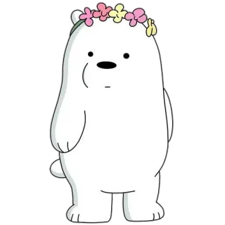 😶 Ice Bear We Bare Bears bear, flower crown, cartoon, cute, animal telegram sticker