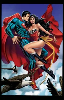 ⚜ Superman, Wonder Woman supereroe, DC Comics, Superman, Wonder Woman, fumetto telegram sticker