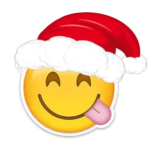 😋 emoji, navidad, gorro de santa, feliz, lengua, fiesta, festivo, invierno whatsapp sticker