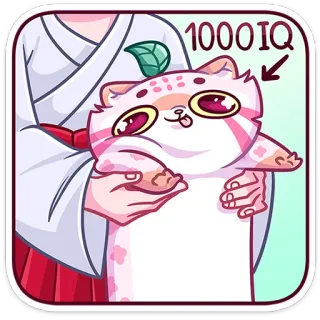 ☺️ 1000 IQ kot, kreskówka, słodki, IQ, zwierzę, śmieszne, naklejka whatsapp sticker