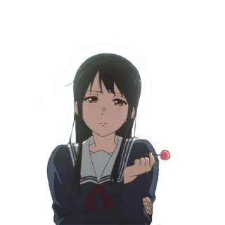 😠 anime, girl, school uniform, sad, lollipop, character whatsapp sticker