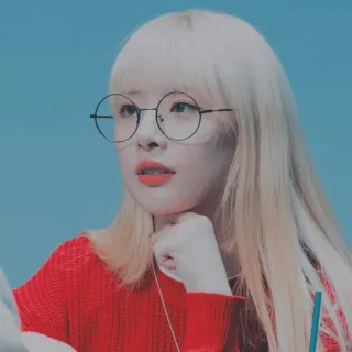 🎠 mulher, coreana, cabelo loiro, óculos, retrato telegram sticker