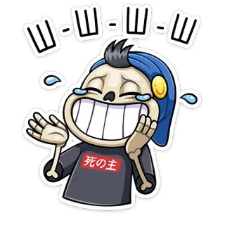 😂 死の主 kerangka, tertawa, kematian, anime, hoodie, menangis, emoji whatsapp sticker