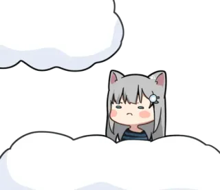 ☁️ 애니, 고양이 귀, 귀여운, 구름 telegram sticker