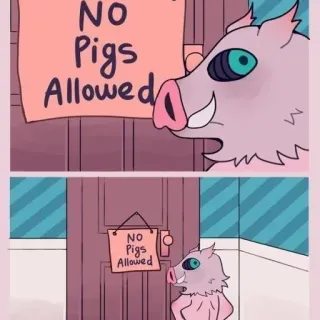🧬 Inosuke Hashibira Demon Slayer NO Pigs Allowed Anime, Demon Slayer, Inosuke, Cochon, Pas de cochons telegram sticker