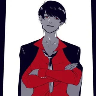 😈 Аниме, Манга, Персонаж, Портрет, Костюм, Галстук, Красный, Черный telegram sticker