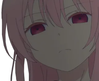 😒 anime, pink hair, red eyes, girl, cartoon whatsapp sticker