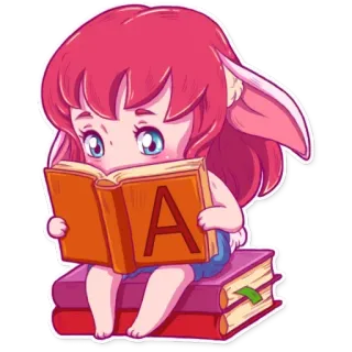 🤓 lecture, livre, anime, chibi, éducation telegram sticker