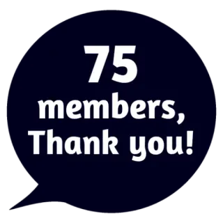 😵 75 members, Thank you! membros, obrigado, celebração, comunidade, conquista telegram sticker