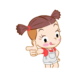 👍 Cartoon, Mädchen, Zeigen, Figur, Illustration telegram sticker