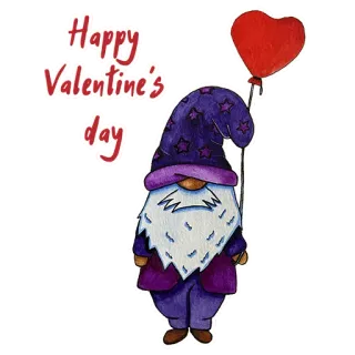 ❤️ Happy Valentine's day san valentín, gnomo, corazón, globo, feliz, saludo whatsapp sticker