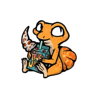 🥰 BUG JUICE Echse, trinken, Saft, Käfer, Cartoon, Tier telegram sticker