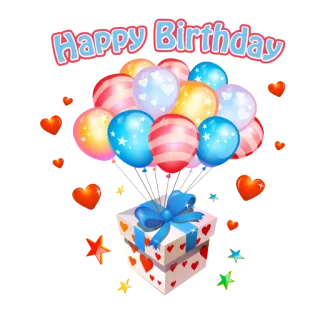 🎊 Happy Birthday urodziny, balony, prezent, świętowanie, upominek telegram sticker