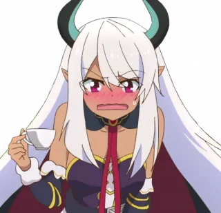 😳 anime, demon, girl, tea, blush telegram sticker