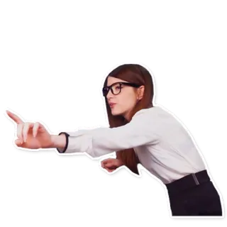 👈 donna, indicando, occhiali, affari, ufficio, gesto telegram sticker