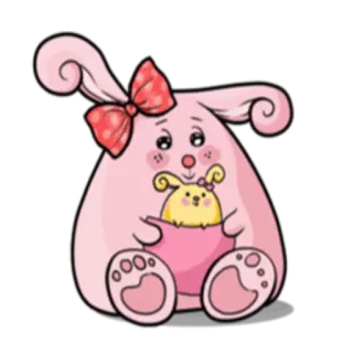 👩‍👦 conejo, lindo, rosa, animal, dibujos animados, kawaii, pegatina telegram sticker