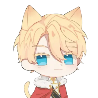 🙂 gato, anime, mangá, chibi, fofo, kawaii, orelhas de gato, casaco vermelho whatsapp sticker