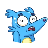 😨 การ์ตูน, สติกเกอร์, สีน้ำเงิน, สัตว์, กังวล, วิตกกังวล telegram sticker