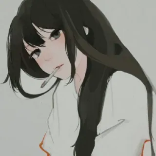 🚬 Chica anime, Fumando, Cigarrillo, Ilustración, Arte, Dibujo animado telegram sticker