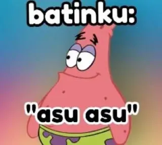 ➖ Patrick Star Spongebob Squarepants batinku: "asu asu" patrick, spongebob, zeester, cartoon, meme telegram sticker