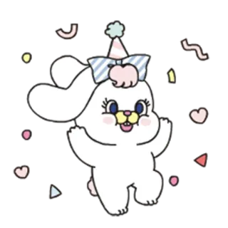 🥳 kelinci, kartun, hewan, perayaan, pesta, imut, kawaii telegram sticker