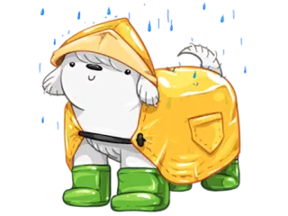 ☔ hond, regenjas, puppy, laarzen, regen, schattig telegram sticker