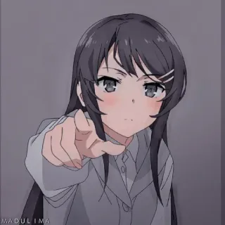 ❤️ MADULIMA Anime, Garota, Apontando, Fofo, Desenho animado whatsapp sticker