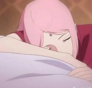 🌟 Sakura Haruno Naruto anime, sakura, haruno, dormire, stanco, naruto, personaggio telegram sticker