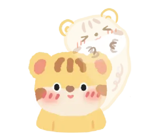 🦁 mignon, tigre, hamster, animal, dessin animé, kawaii telegram sticker