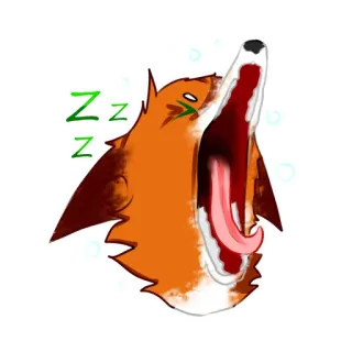 😴 ZZZ volpe, dormire, sbadigliare, cartone animato, animale, assonnato, zzz whatsapp sticker