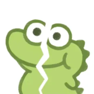 😓 alligator, crack, broken, cute, green, cartoon telegram sticker