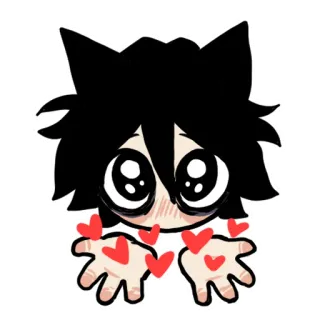 ❤️ 귀여운, 애니메이션, 고양이, 카와이, 하트 telegram sticker